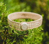 Tan Suede Leather snap closure bracelet with genuine Swarovski crystals