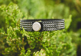 HT artisan leather snap bracelet Black Suede genuine Swarovski Crystals