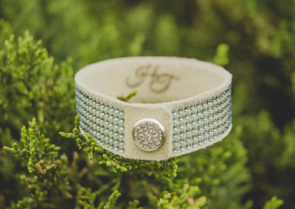 Buffed Suede Bracelet Cuff with Authentic Swarovski Crystals