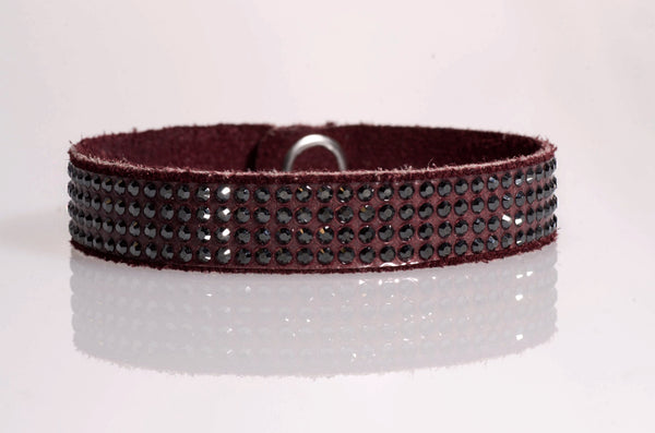 HT Leather Goods Prairie Smoke Leather Bracelet Burgundy Suede