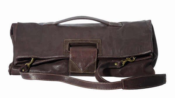 Marnie Bugs Brown Leather Handbag, Marnie Bugs Versatile Clutch, 