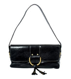 Marnie bugs sleek black leather clutch, Marnie bugs simple shoulder handbag