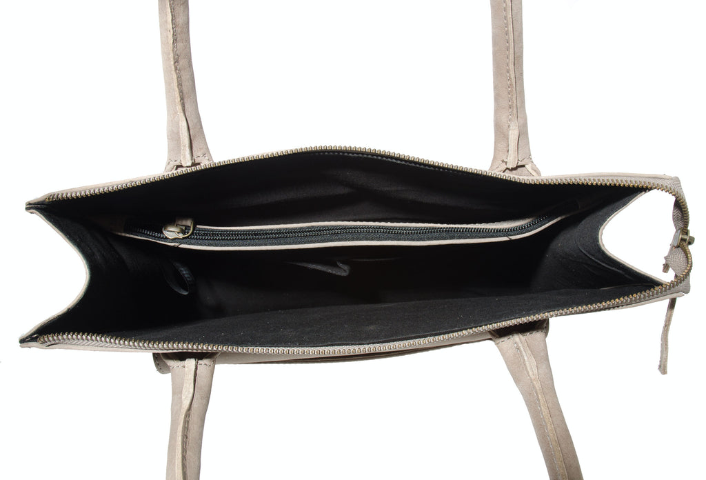 Day & Mood Iris Vintage Grey Leather Satchel Handbag