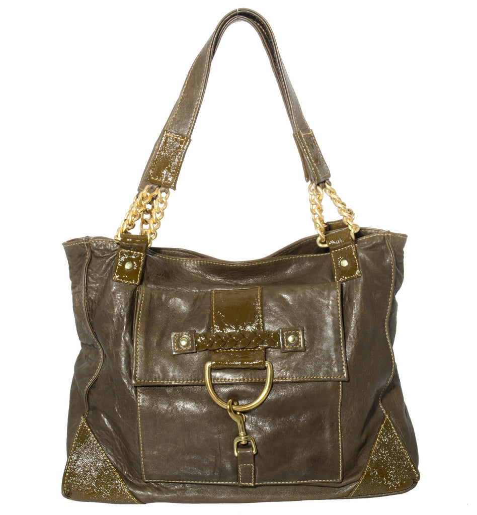 Marnie Bugs Military Green Stylish Leather Handbag with wristlet, Marnie Bugs trendy designer purse