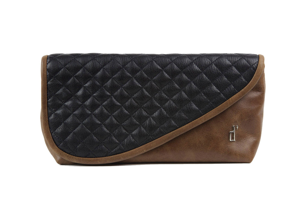 Black & Brown Leather d'andrea handbags Mr. Precarious Clutch