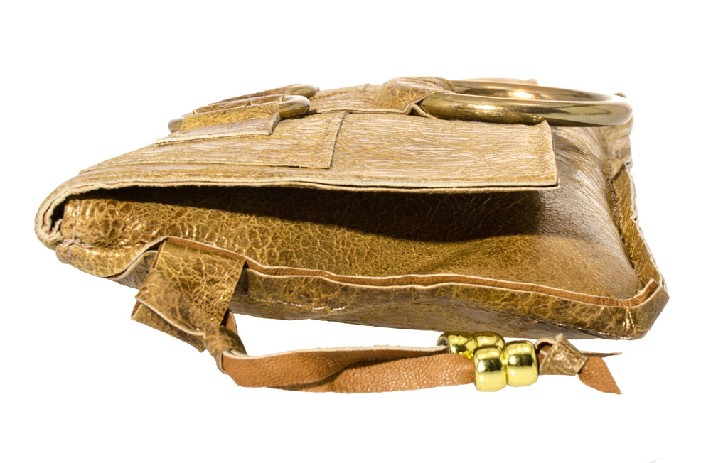Marnie Bugs Flirty Gold Leather Clutch, Marnie Bugs soft leather handbag